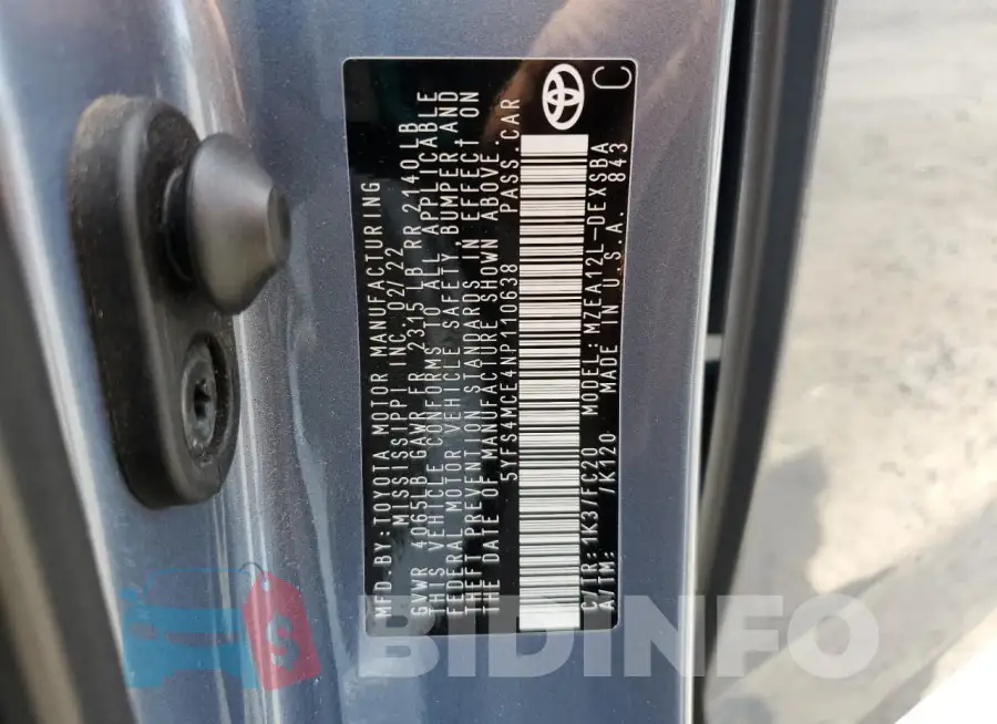 5YFS4MCE4NP110638 Photo# 12