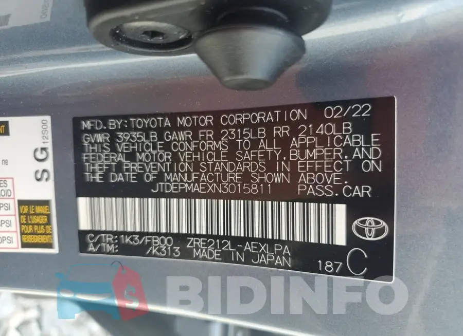 JTDEPMAEXN3015811 Photo# 13