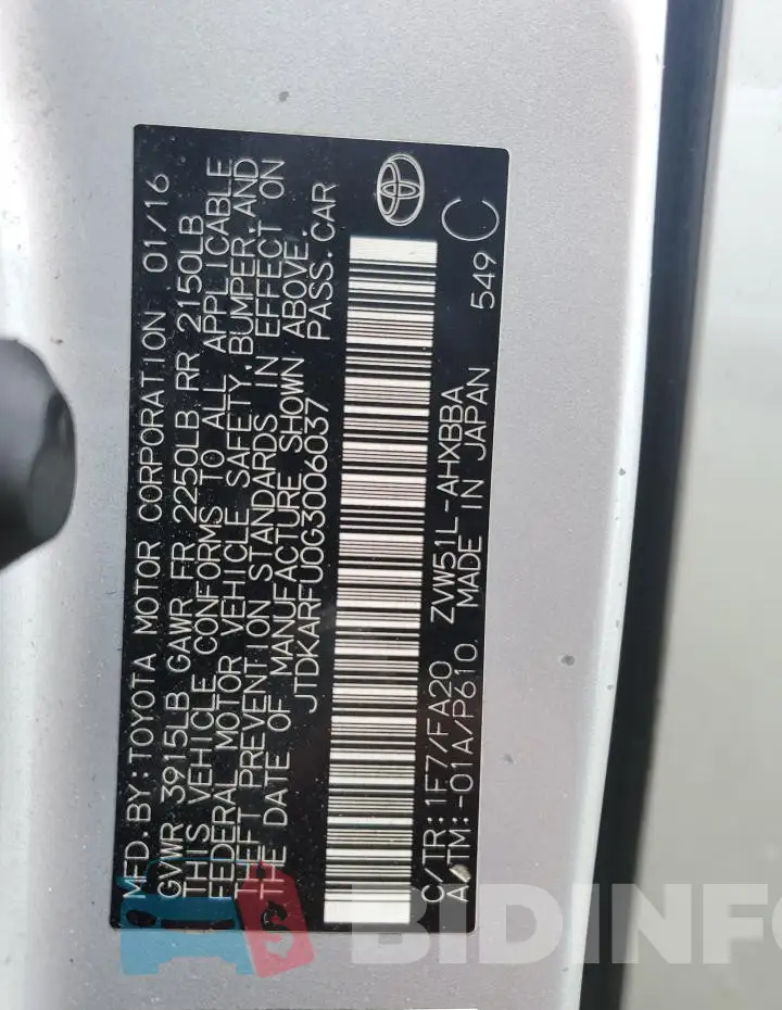 JTDKARFU0G3006037 Photo# 12
