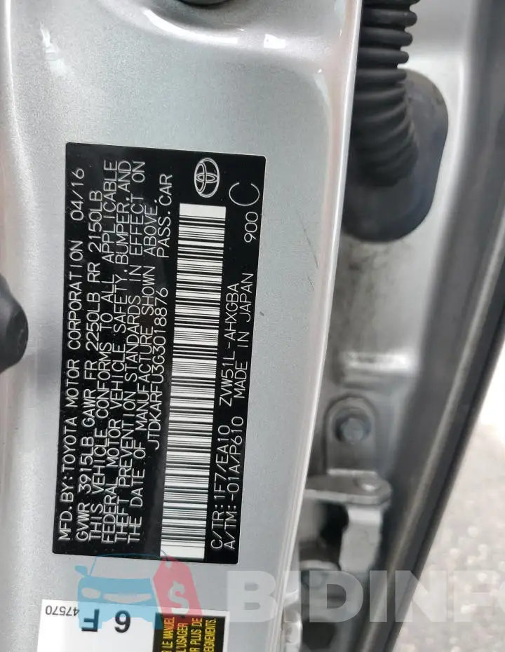 JTDKARFU3G3018876 Photo# 12