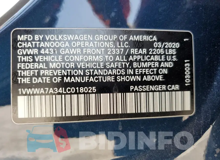 1VWWA7A34LC018025 Photo# 12