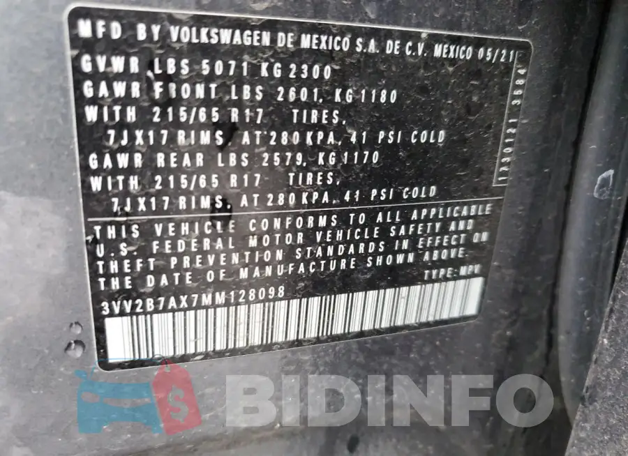3VV2B7AX7MM128098 Photo# 13