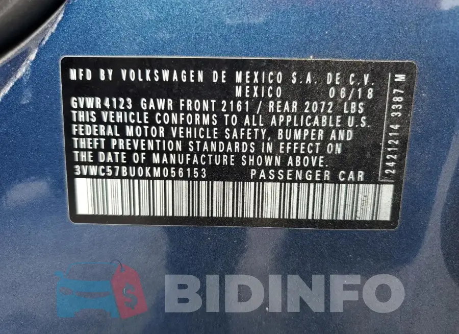 3VWC57BU0KM056153 Photo# 13