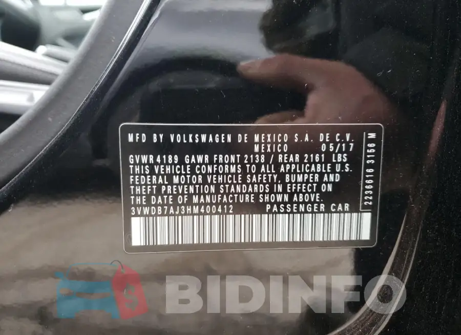 3VWDB7AJ3HM400412 Photo# 13