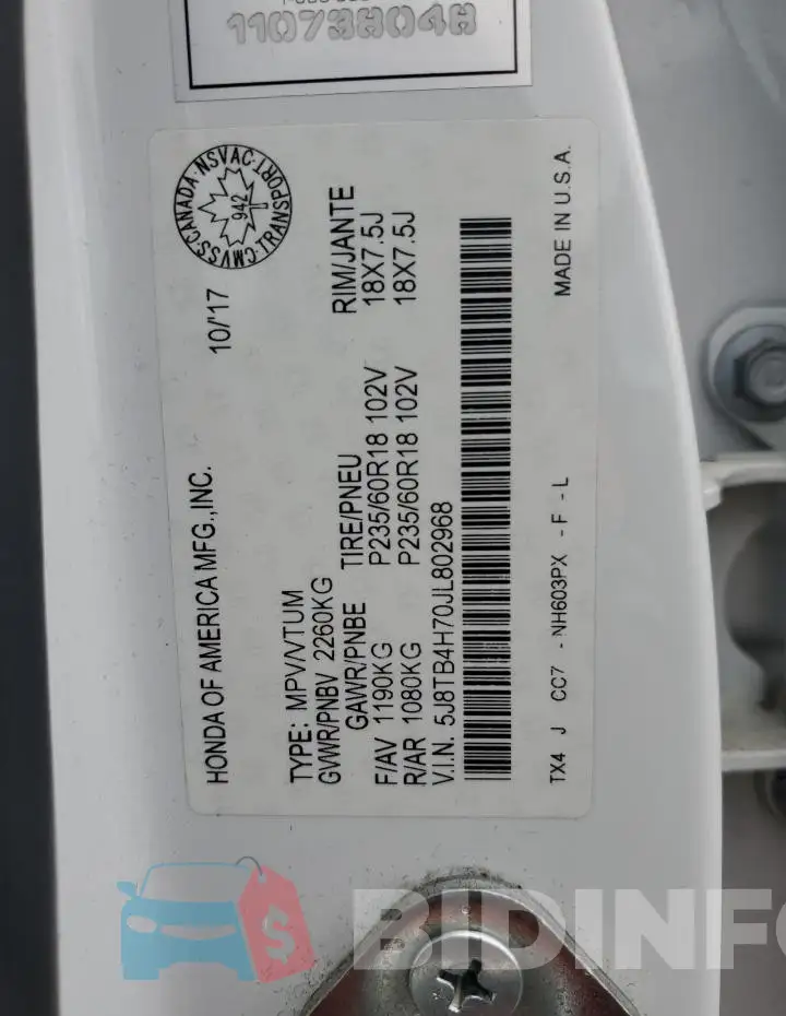 5J8TB4H70JL802968 Photo# 14