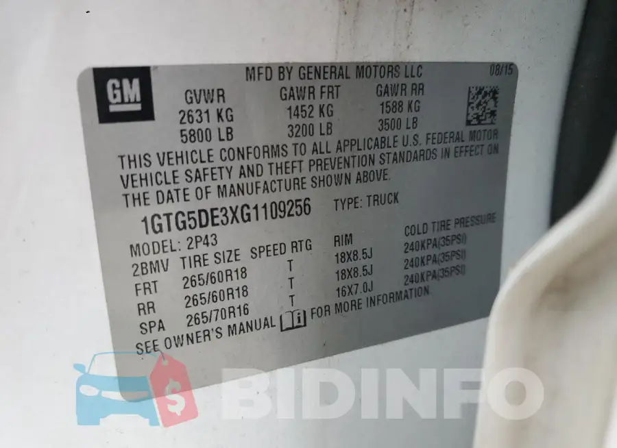 1GTG5DE3XG1109256 Photo# 12