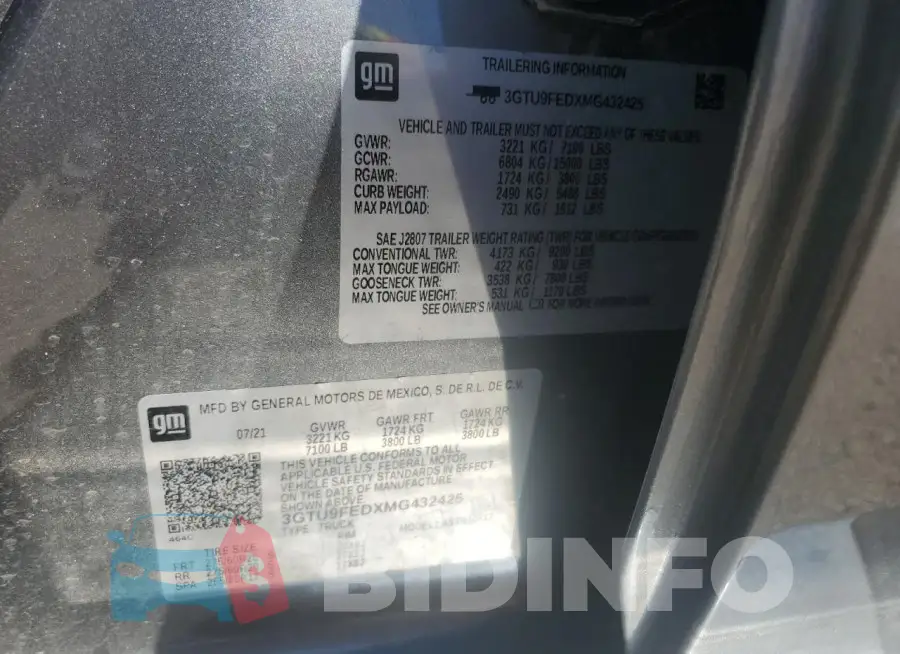 3GTU9FEDXMG432425 Photo# 12
