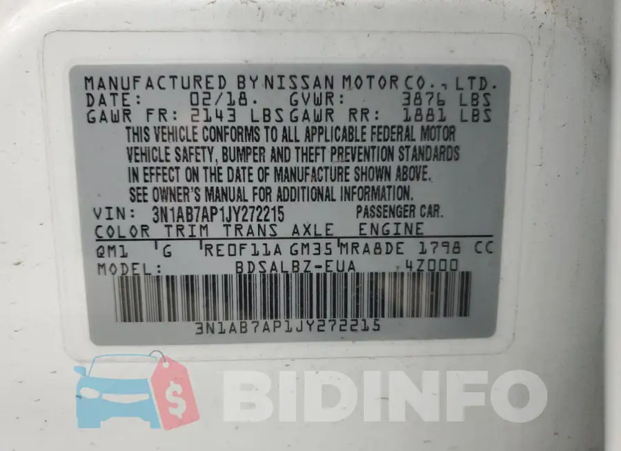 3N1AB7AP1JY272215 Photo# 12