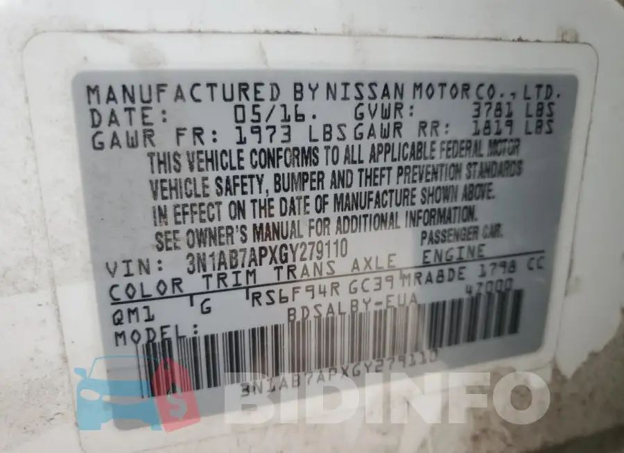 3N1AB7APXGY279110 Photo# 13