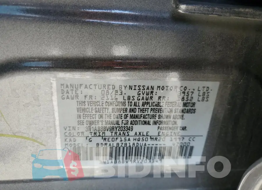 3N1AB8BV9RY203349 Photo# 12