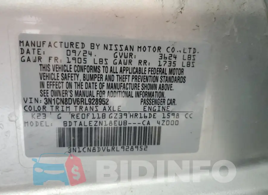 3N1CN8DV6RL928952 Photo# 12