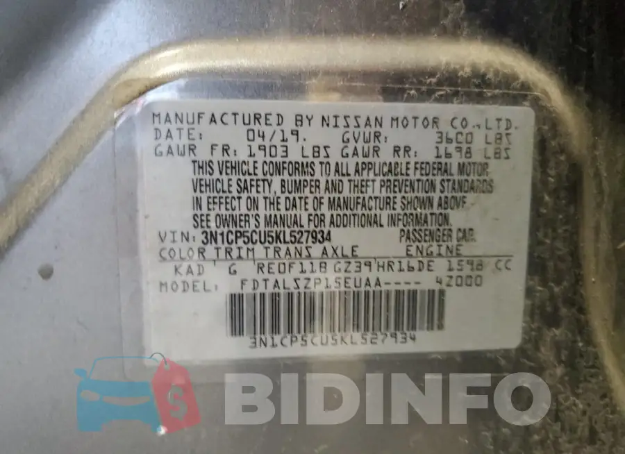 3N1CP5CU5KL527934 Photo# 13