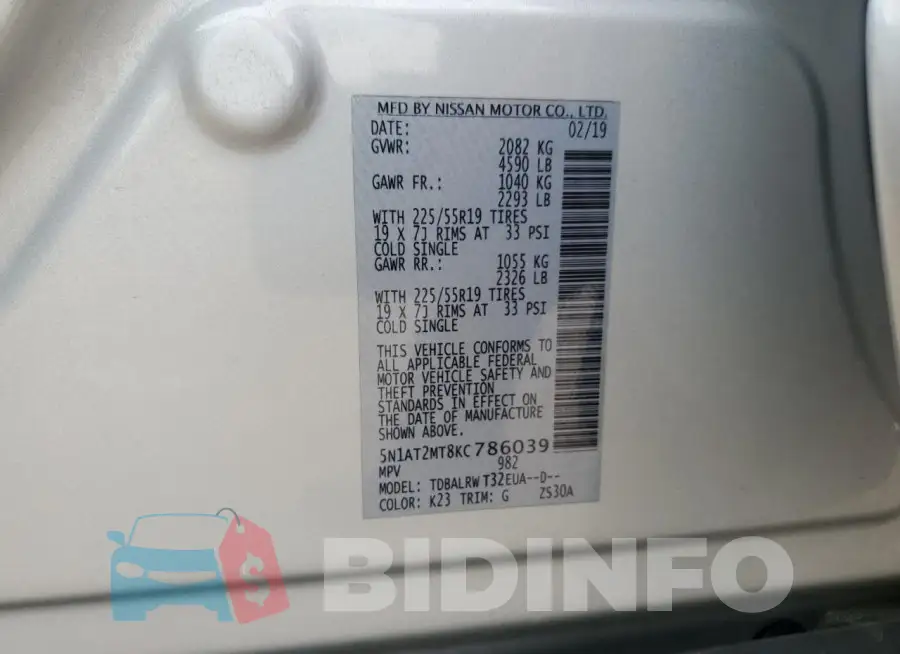 5N1AT2MT8KC786039 Photo# 14