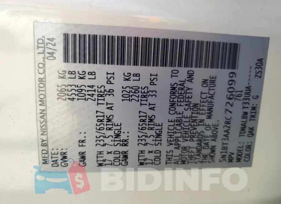 5N1BT3AA2RC726099 Photo# 14