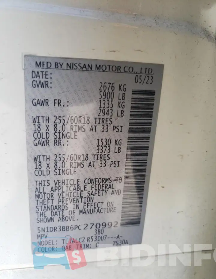 5N1DR3BB6PC270992 Photo# 13