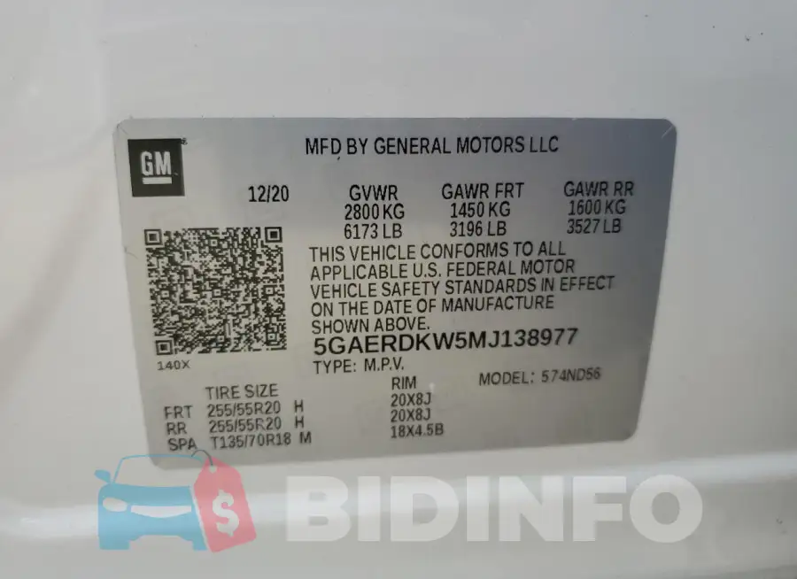 5GAERDKW5MJ138977 Photo# 13