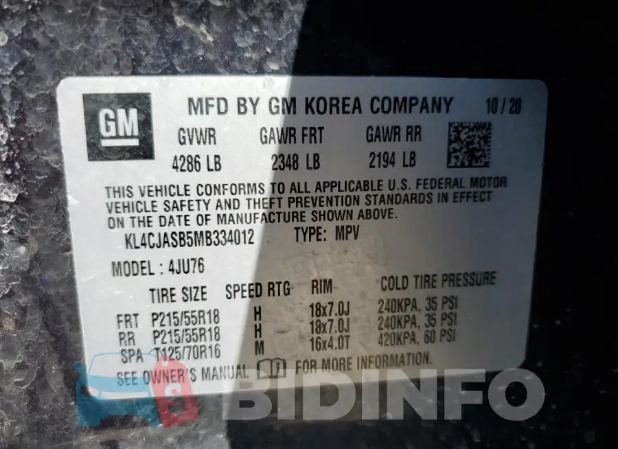 KL4CJASB5MB334012 Photo# 12