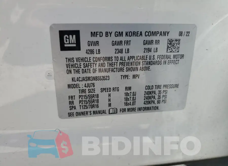 KL4CJASM3NB553523 Photo# 14