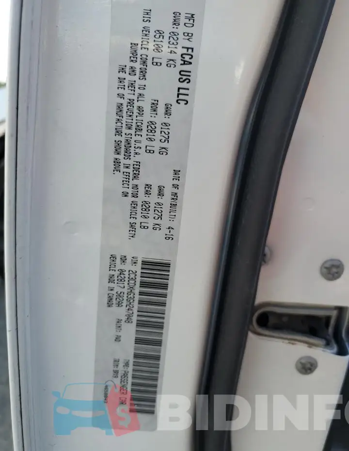2C3CDXHG3GH247048 Photo# 13