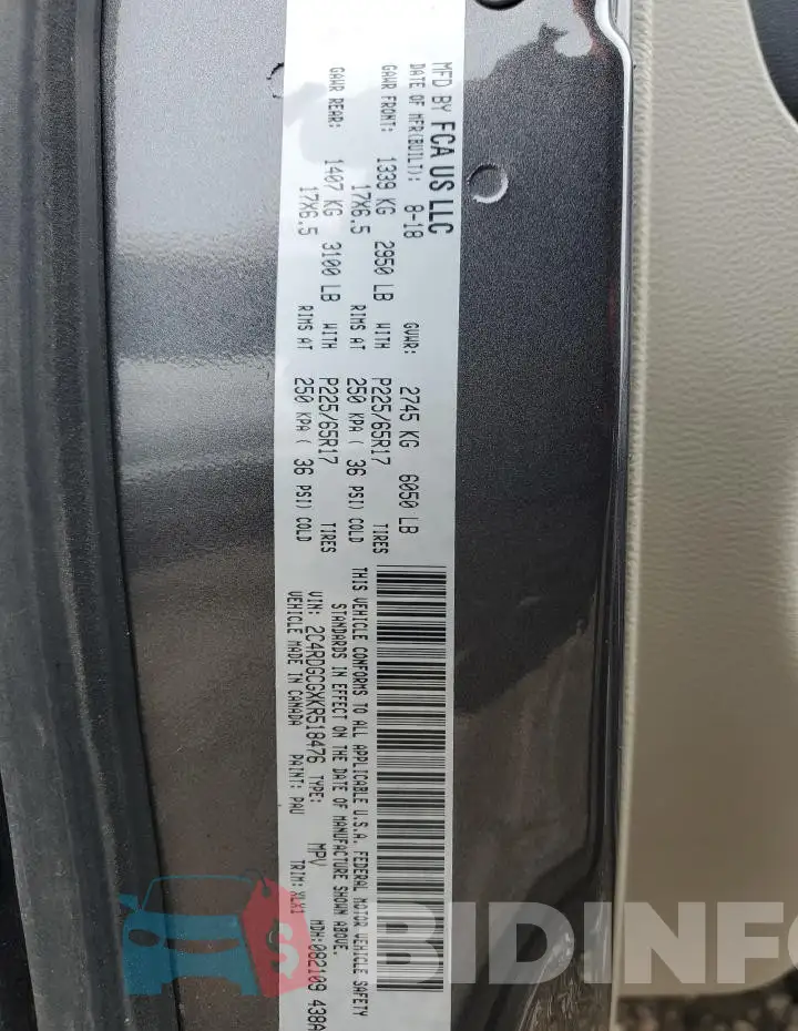 2C4RDGCGXKR518476 Photo# 14