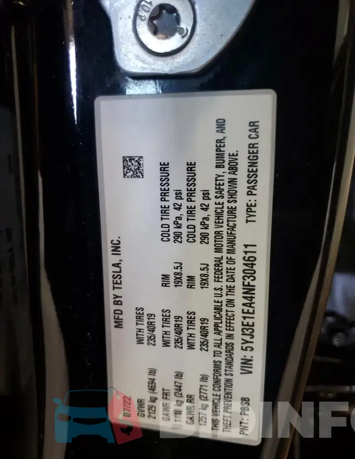 5YJ3E1EA4NF304611 Photo# 12