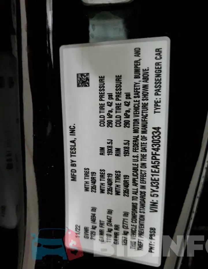 5YJ3E1EA5PF430334 Photo# 12