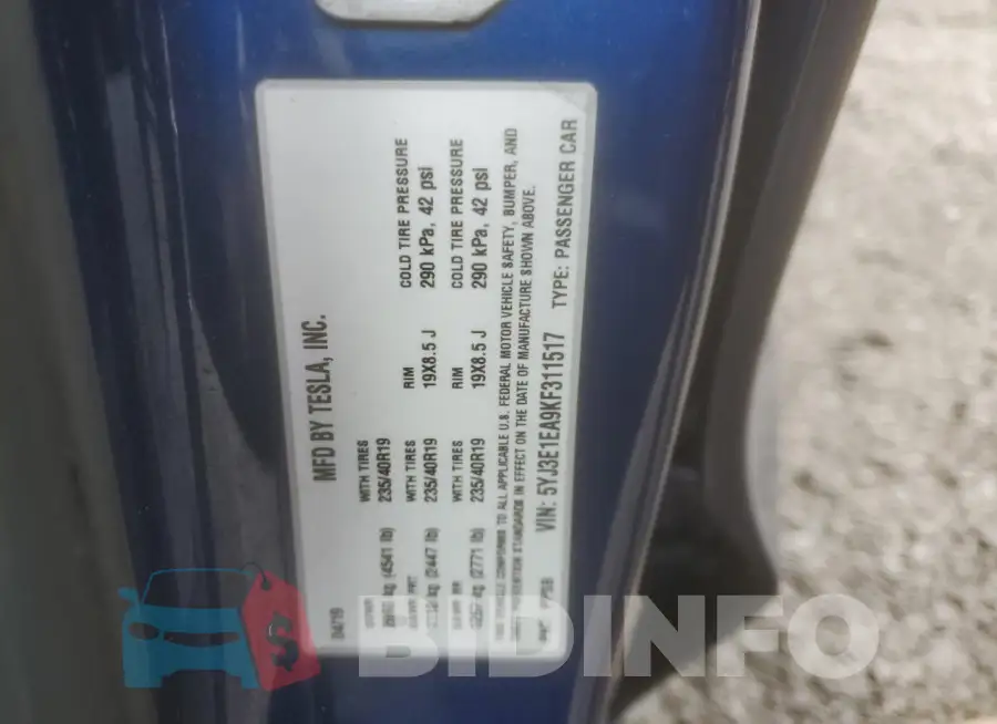 5YJ3E1EA9KF311517 Photo# 12