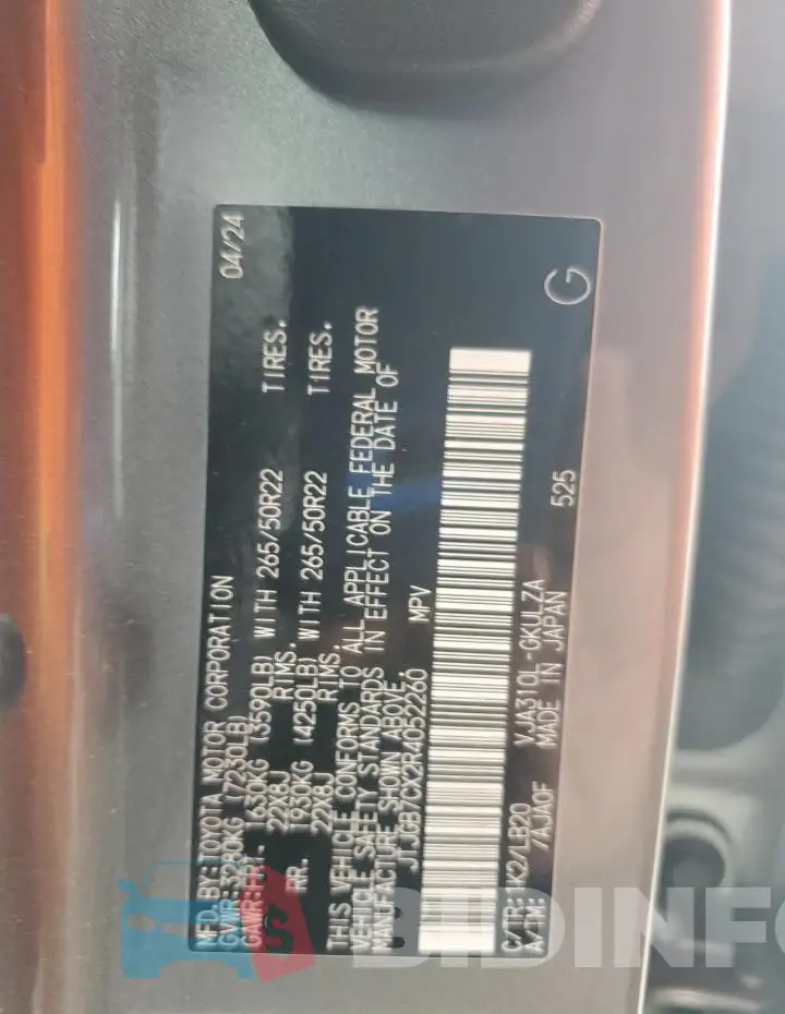 JTJGB7CX2R4052260 Photo# 14