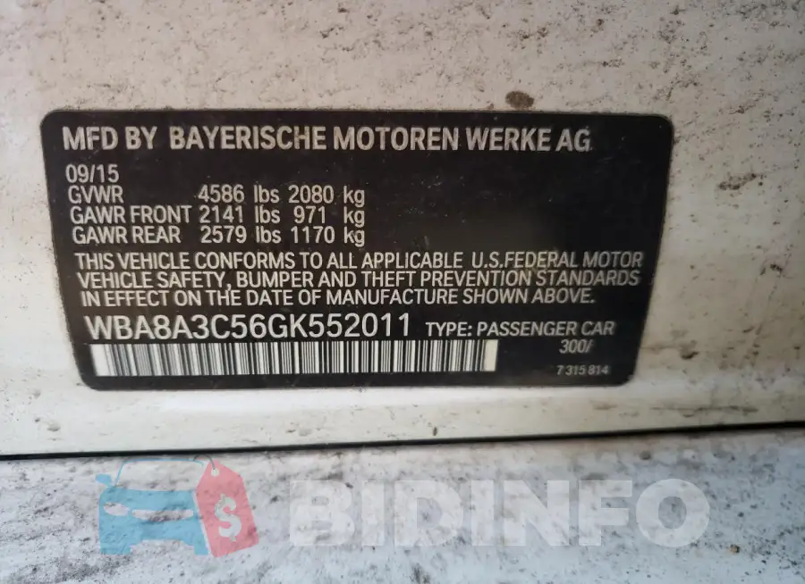 WBA8A3C56GK552011 Photo# 13
