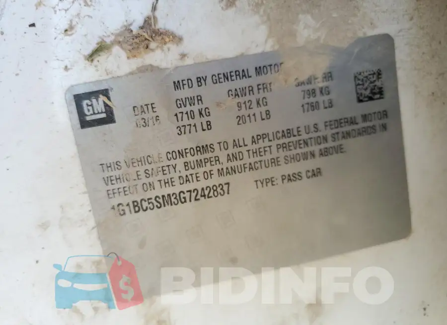 1G1BC5SM3G7242837 Photo# 12