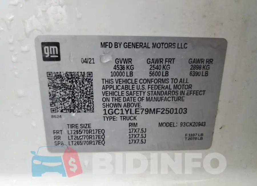 1GC1YLE79MF250103 Photo# 12