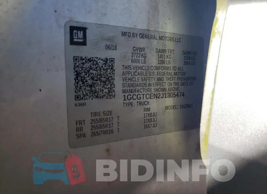 1GCGTCEN2J1305474 Photo# 13