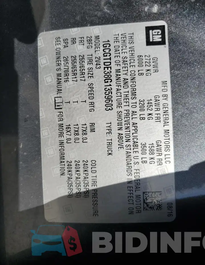 1GCGTDE38G1359603 Photo# 12
