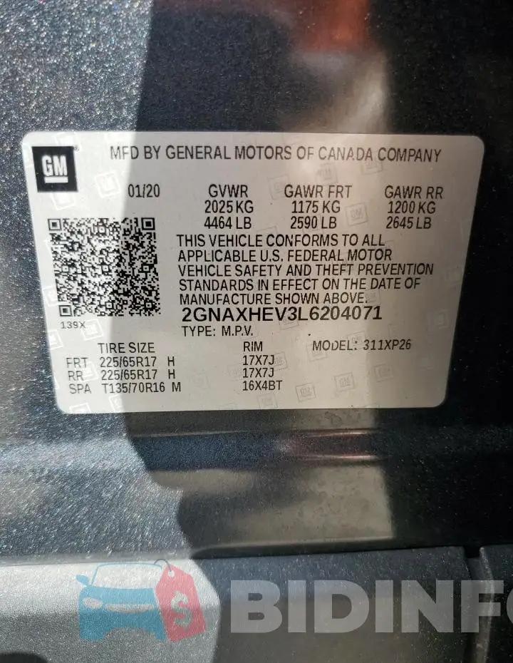 2GNAXHEV3L6204071 Photo# 13