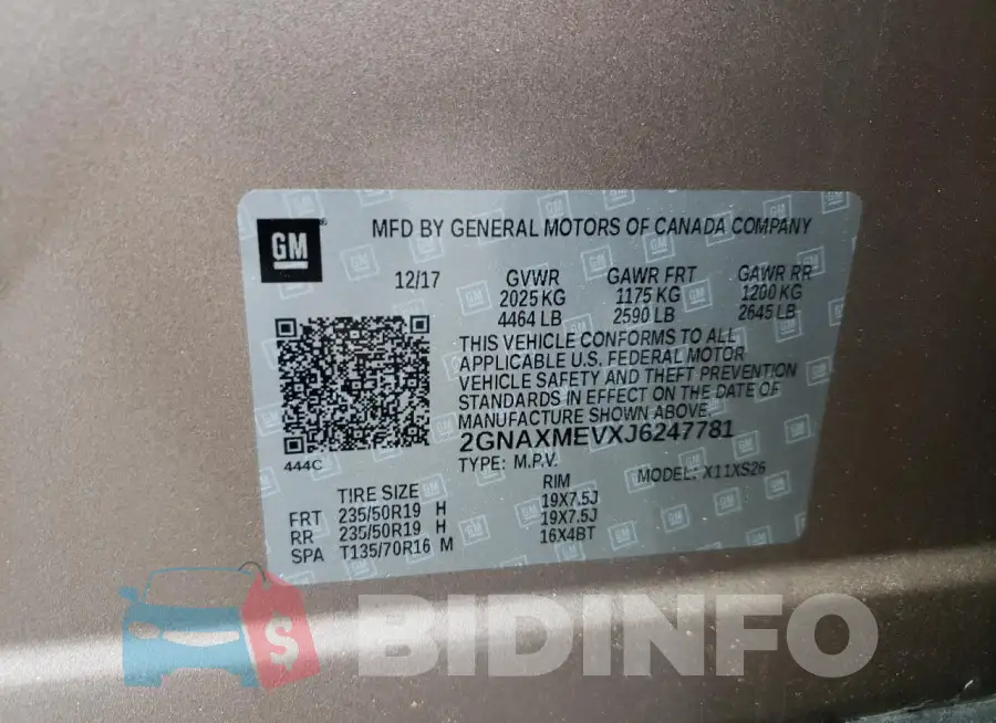 2GNAXMEVXJ6247781 Photo# 13