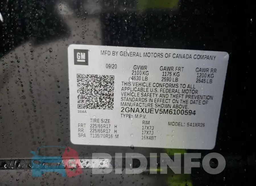 2GNAXUEV5M6100594 Photo# 13
