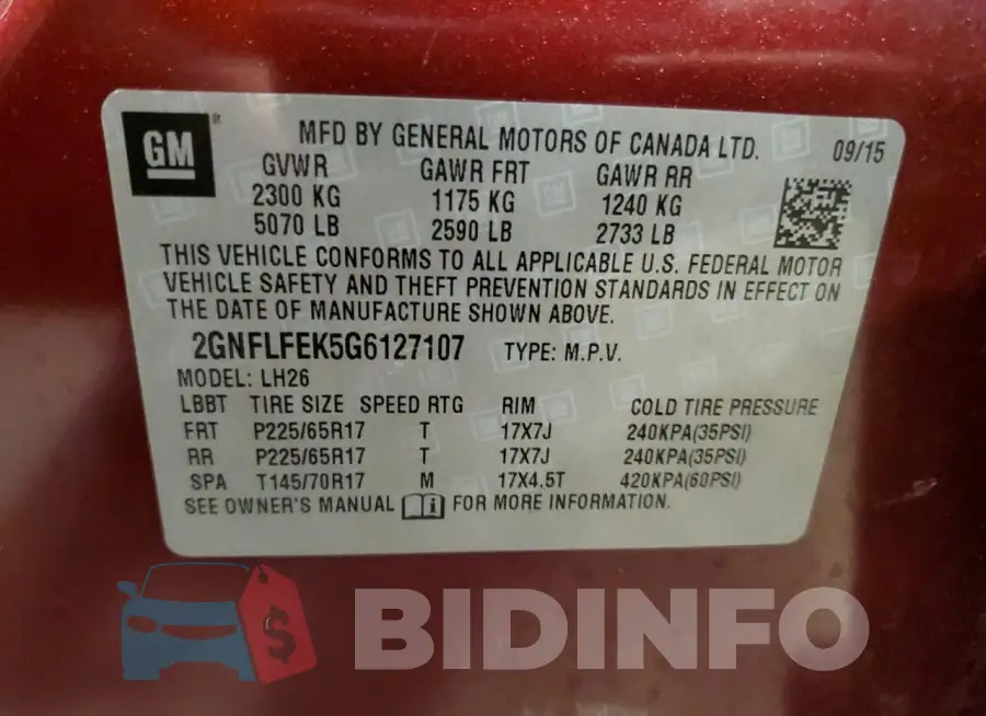 2GNFLFEK5G6127107 Photo# 13