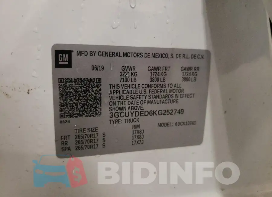 3GCUYDED6KG252749 Photo# 12