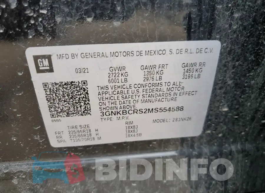 3GNKBCRS2MS554588 Photo# 13