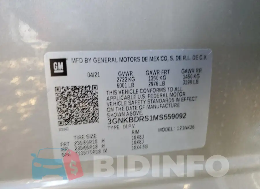 3GNKBDRS1MS559092 Photo# 13