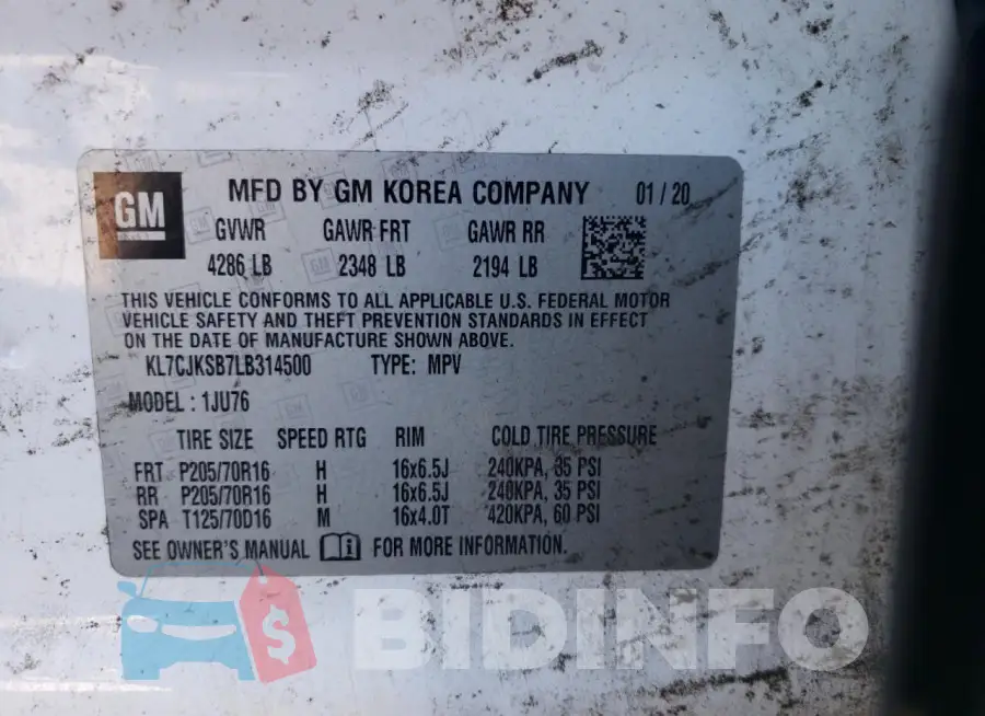 KL7CJKSB7LB314500 Photo# 14