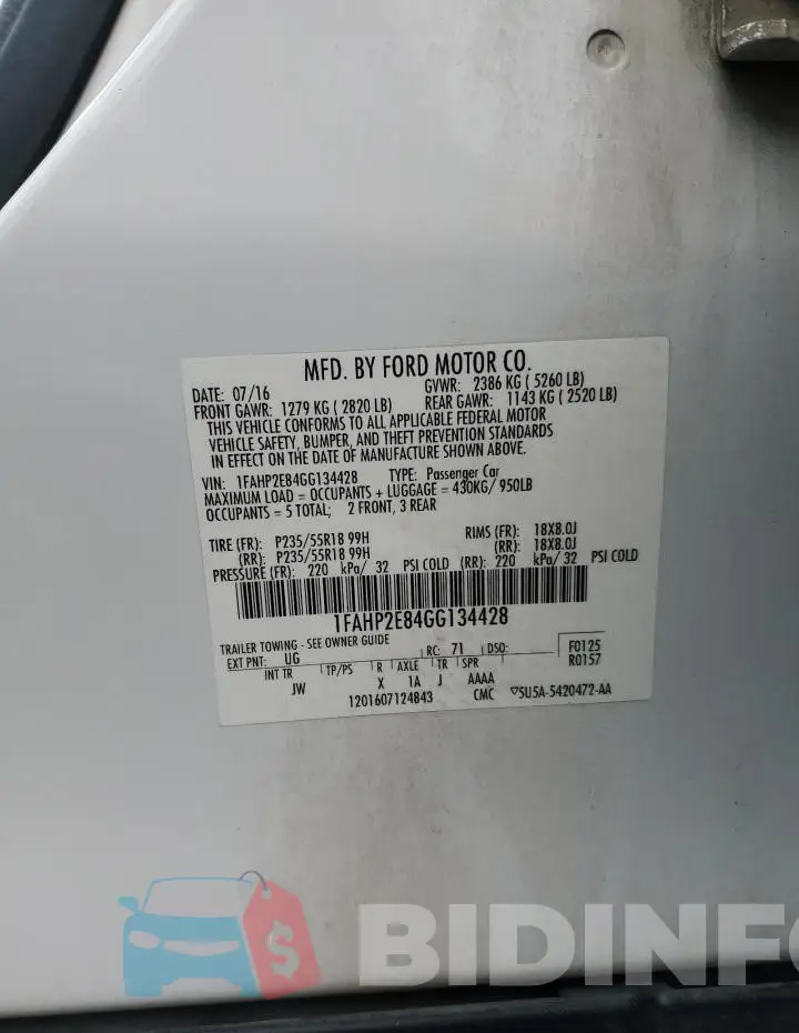 1FAHP2E84GG134428 Photo# 12