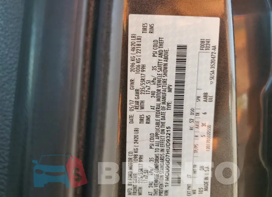 1FMCU0GD7HUD93215 Photo# 14