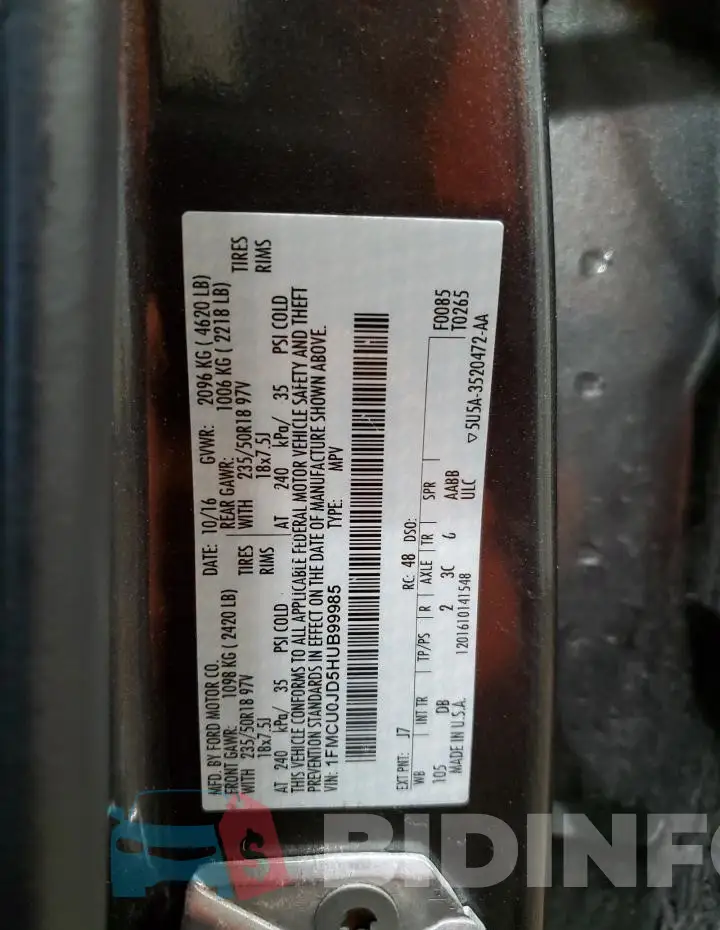 1FMCU0JD5HUB99985 Photo# 12