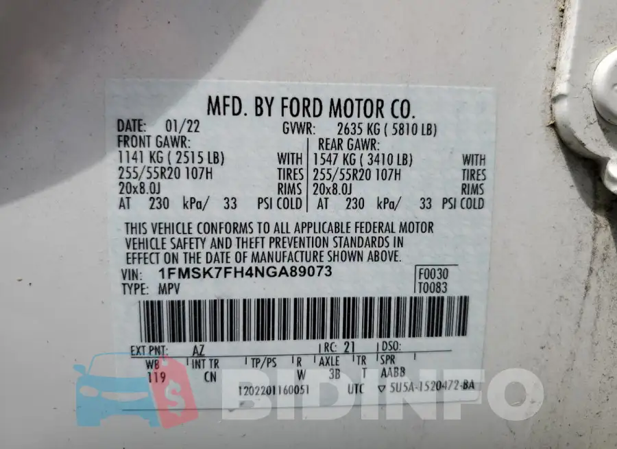 1FMSK7FH4NGA89073 Photo# 13
