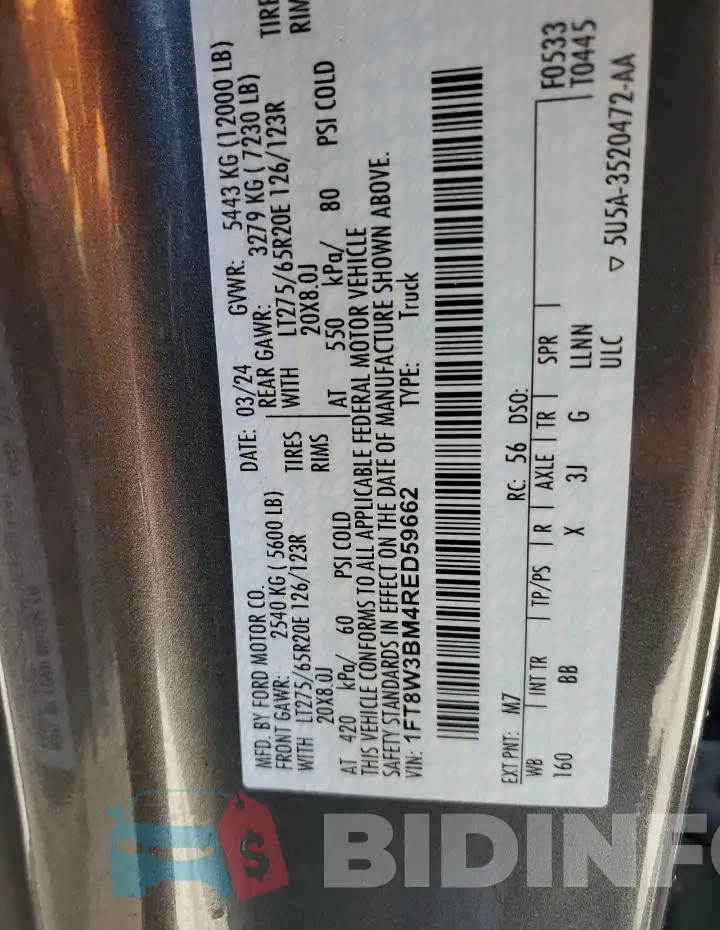 1FT8W3BM4RED59662 Photo# 13