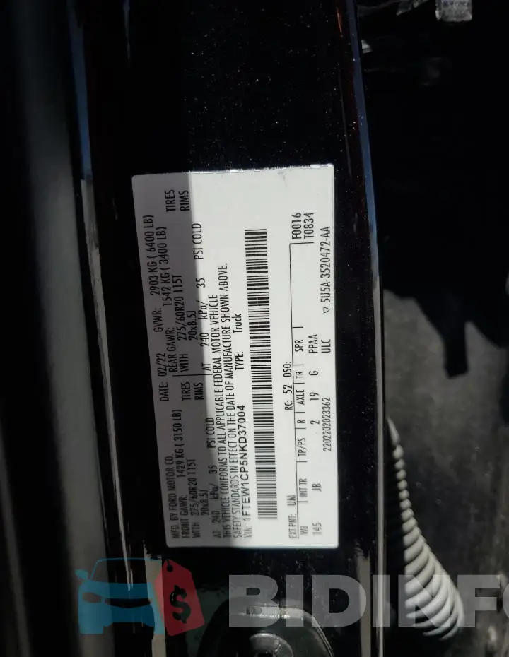 1FTEW1CP5NKD37004 Photo# 12