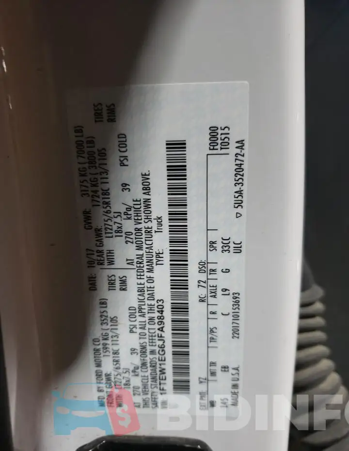 1FTEW1EG6JFA98403 Photo# 12