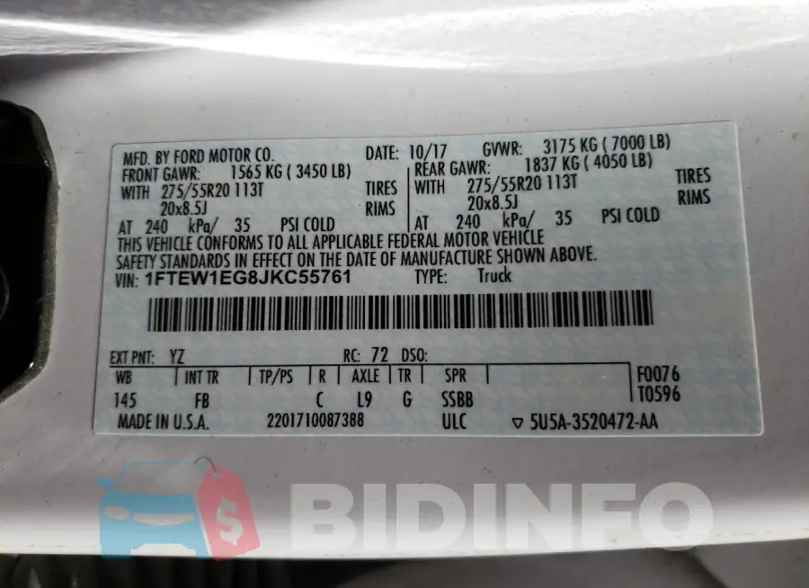 1FTEW1EG8JKC55761 Photo# 14