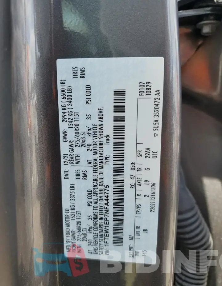 1FTEW1EP7NFA44775 Photo# 12